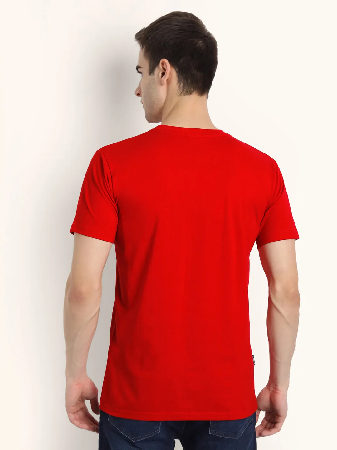 V Neck SHORT SLEEVE T SHIRT - Red