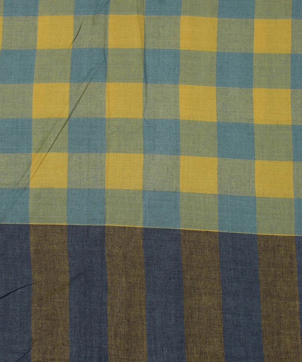 Yellow white handwoven bengal cotton checks fabric