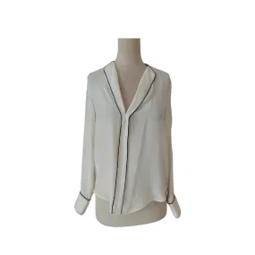 ZARA Cream with Black Piping Flat Collared Blouse | Brand New |