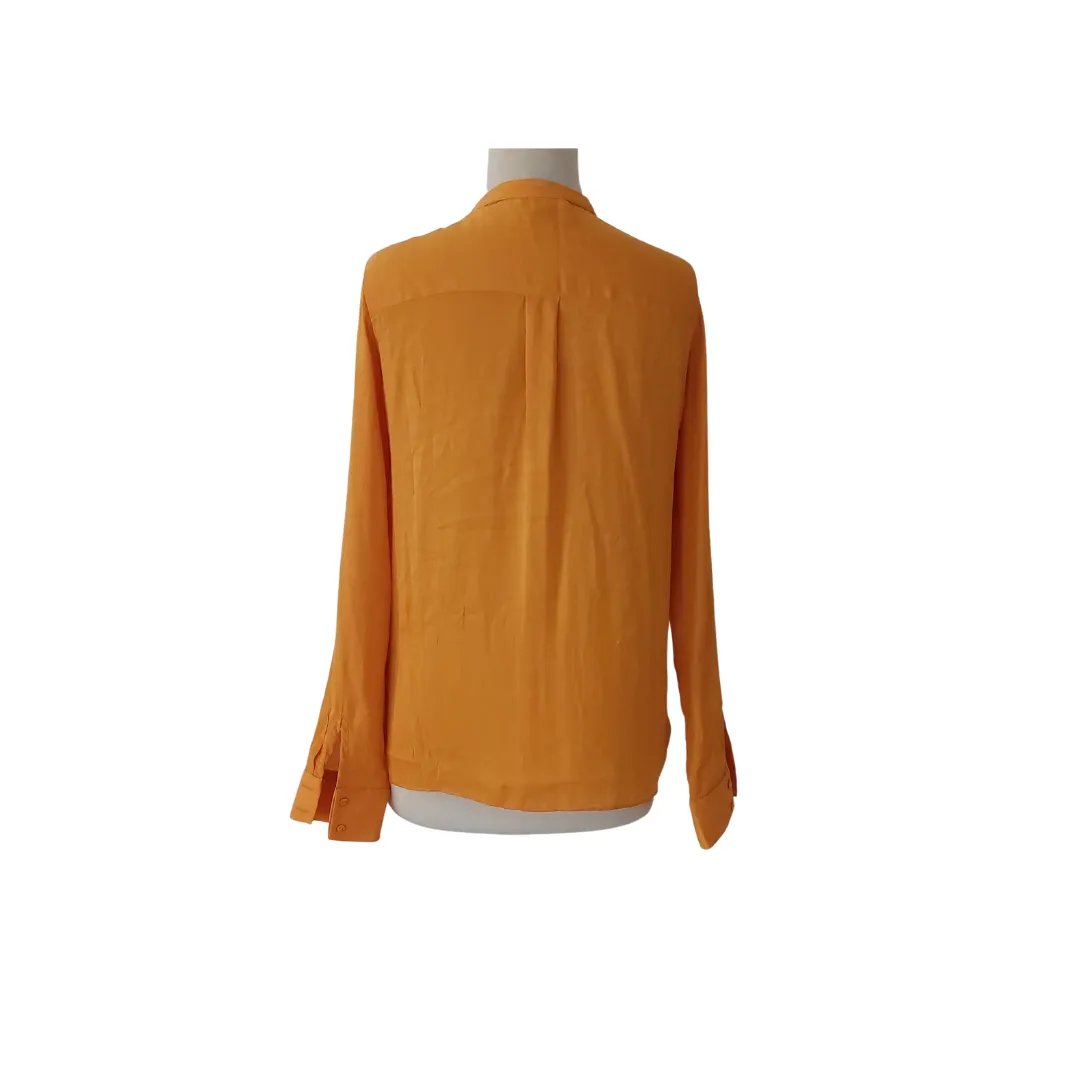 ZARA Yellow Flat Collar Front Key-hole Blouse | Gently Used |