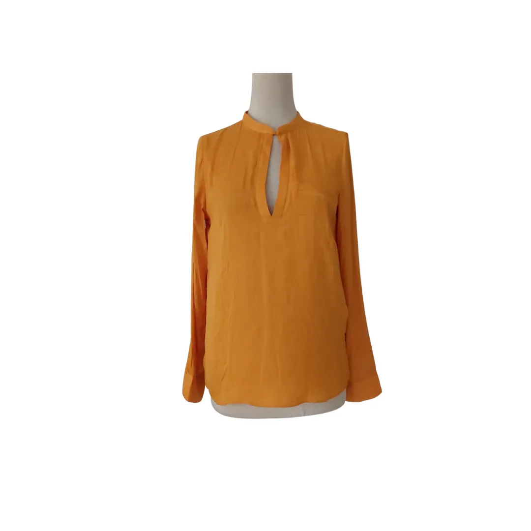 ZARA Yellow Flat Collar Front Key-hole Blouse | Gently Used |